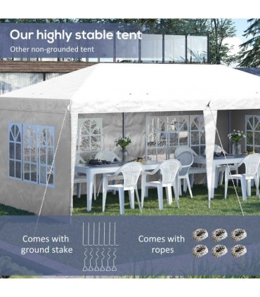 Gazebo: White Steel 585 cm x 295 cm x 270 cm 3 x 6m Heavy Duty Pop Up - White