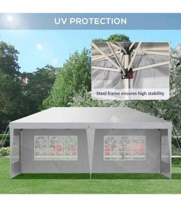 Gazebo: White Steel 585 cm x 295 cm x 270 cm 3 x 6m Heavy Duty Pop Up - White