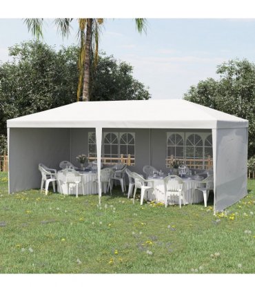 Garden Gazebo White Polyethylene Plastic 5.83m x 2.95m x 2.55m Large Spacious