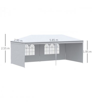 Garden Gazebo White Polyethylene Plastic 5.83m x 2.95m x 2.55m Large Spacious