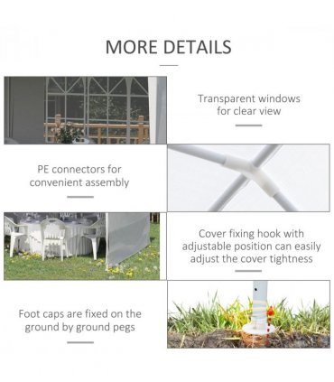 Garden Gazebo White Polyethylene Plastic 5.83m x 2.95m x 2.55m Large Spacious