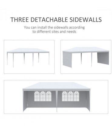 Garden Gazebo White Polyethylene Plastic 5.83m x 2.95m x 2.55m Large Spacious
