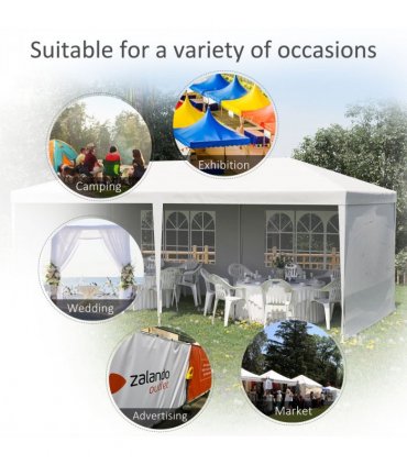 Garden Gazebo White Polyethylene Plastic 5.83m x 2.95m x 2.55m Large Spacious