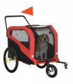 2-in-1 Dog Bike Trailer Pet Stroller for Large Dogs with Hitch - Red