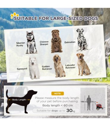 2-in-1 Dog Bike Trailer Pet Stroller for Large Dogs with Hitch - Red
