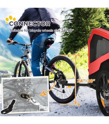 2-in-1 Dog Bike Trailer Pet Stroller for Large Dogs with Hitch - Red