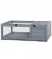 Tortoise House with Mesh Roof, Small Pet Reptile Wooden House, Grey
