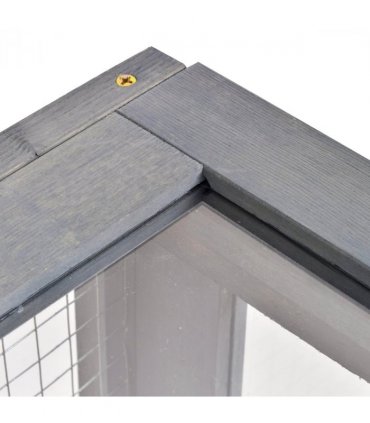 Tortoise House with Mesh Roof, Small Pet Reptile Wooden House, Grey