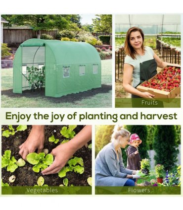 Polytunnel Greenhouse PE Cover Green 3.5L x 2W x 2H m Walk-in Tunnel Greenhouse