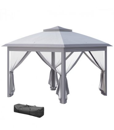 Pop Up Gazebo Height Adjustable Canopy Tent w/ Carrying Bag, Grey