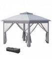 Pop Up Gazebo Height Adjustable Canopy Tent w/ Carrying Bag, Grey