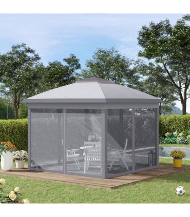 Pop Up Gazebo Height Adjustable Canopy Tent w/ Carrying Bag, Grey