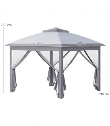 Pop Up Gazebo Height Adjustable Canopy Tent w/ Carrying Bag, Grey