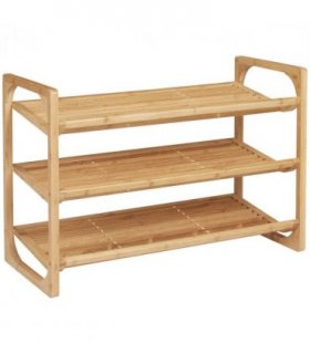 Bamboo Shoe Rack, 3-tier Shoe Storage Shelf for 9 Pair Shoes for Entryway