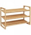 Bamboo Shoe Rack, 3-tier Shoe Storage Shelf for 9 Pair Shoes for Entryway