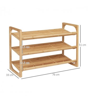 Bamboo Shoe Rack, 3-tier Shoe Storage Shelf for 9 Pair Shoes for Entryway