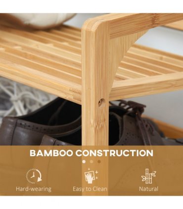 Bamboo Shoe Rack, 3-tier Shoe Storage Shelf for 9 Pair Shoes for Entryway