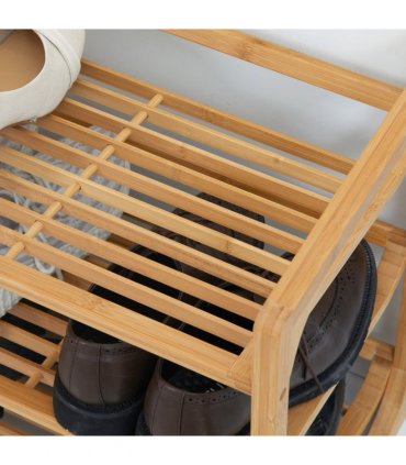 Bamboo Shoe Rack, 3-tier Shoe Storage Shelf for 9 Pair Shoes for Entryway