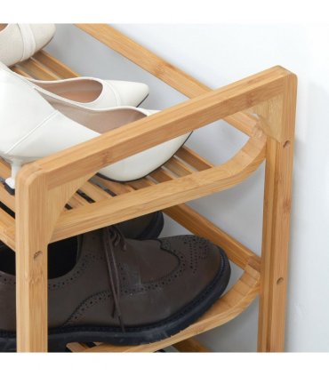 Bamboo Shoe Rack, 3-tier Shoe Storage Shelf for 9 Pair Shoes for Entryway
