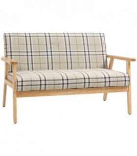 Love Seat Small Couch Linen Fabric Beige Coffee 2 Seater Sofa 124.5cm
