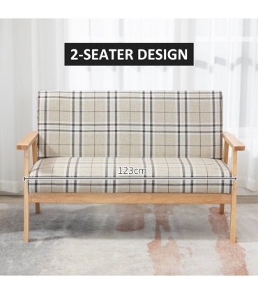 Love Seat Small Couch Linen Fabric Beige Coffee 2 Seater Sofa 124.5cm