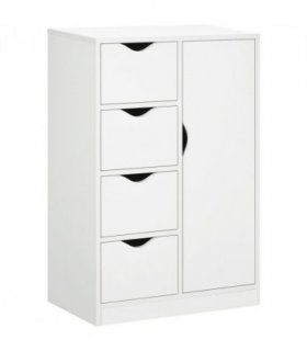 Storage Cabinet White Modern 4 Drawers 1 Shelf Particle Board 54cm x 29cm x 83cm