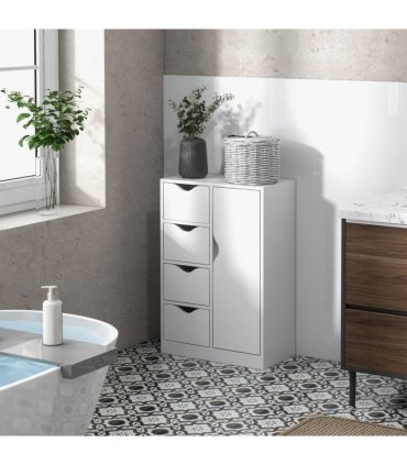 Storage Cabinet White Modern 4 Drawers 1 Shelf Particle Board 54cm x 29cm x 83cm