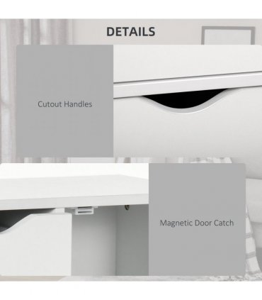 Storage Cabinet White Modern 4 Drawers 1 Shelf Particle Board 54cm x 29cm x 83cm