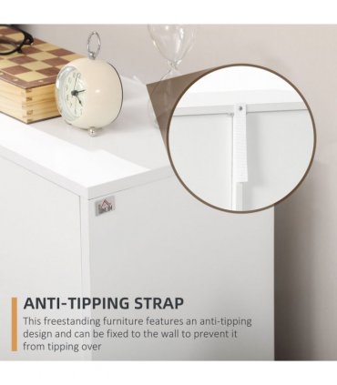Storage Cabinet White Modern 4 Drawers 1 Shelf Particle Board 54cm x 29cm x 83cm