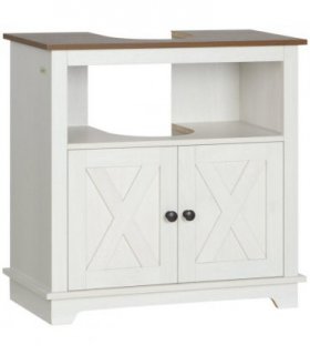 Bathroom Sink Cabinet White Particle Board 60W x 30D x 60Hcm Freestanding