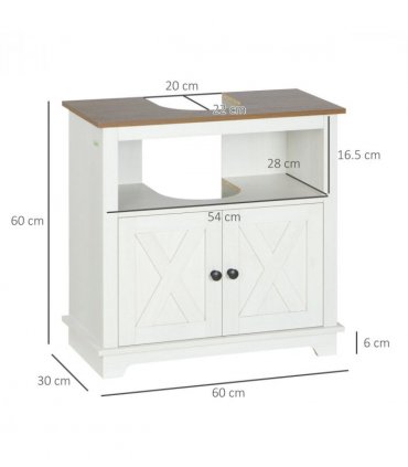 Bathroom Sink Cabinet White Particle Board 60W x 30D x 60Hcm Freestanding