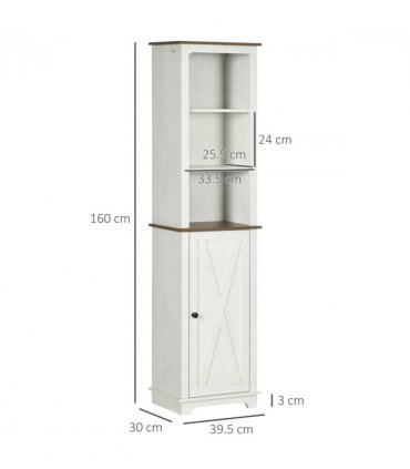 Tall Bathroom Cabinet Storage Cupboard with Door, Adjustable Shelves