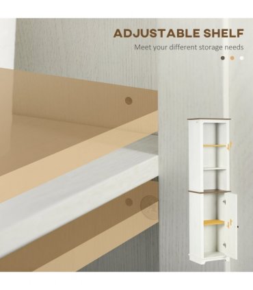 Tall Bathroom Cabinet Storage Cupboard with Door, Adjustable Shelves
