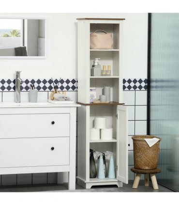 Tall Bathroom Cabinet Storage Cupboard with Door, Adjustable Shelves