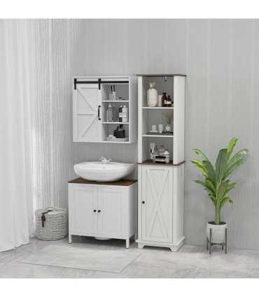 Tall Bathroom Cabinet Storage Cupboard with Door, Adjustable Shelves