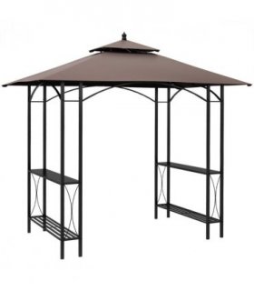 Brown metal 2.5x1.5m BBQ Tent Canopy Patio Outdoor Awning Gazebo Sun Shelter