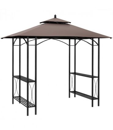 Brown metal 2.5x1.5m BBQ Tent Canopy Patio Outdoor Awning Gazebo Sun Shelter