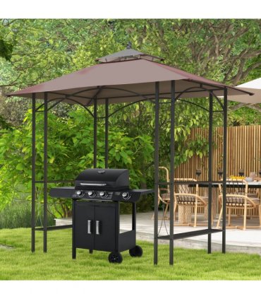 Brown metal 2.5x1.5m BBQ Tent Canopy Patio Outdoor Awning Gazebo Sun Shelter