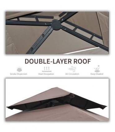 Brown metal 2.5x1.5m BBQ Tent Canopy Patio Outdoor Awning Gazebo Sun Shelter