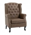 Chesterfield-style Wing Back Armchair Tufted Accent Chair Brown
