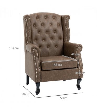 Chesterfield-style Wing Back Armchair Tufted Accent Chair Brown
