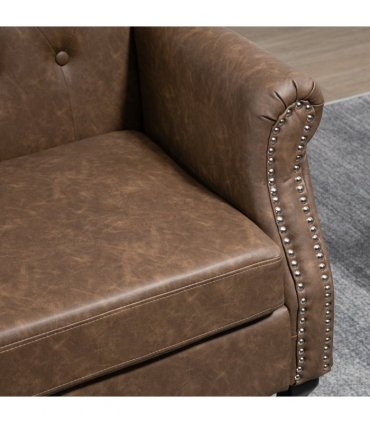 Chesterfield-style Wing Back Armchair Tufted Accent Chair Brown