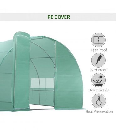 6 x 3M Reinforced Walk-in Polytunnel Garden Greenhouse Steel Frame