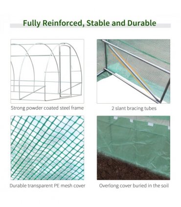 6 x 3M Reinforced Walk-in Polytunnel Garden Greenhouse Steel Frame