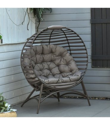 Steel Egg Chair Sand brown 118cm x 75cm x 139cm Single Seater Foldable Design