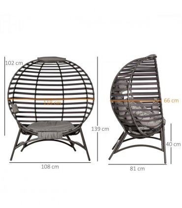 Steel Egg Chair Sand brown 118cm x 75cm x 139cm Single Seater Foldable Design