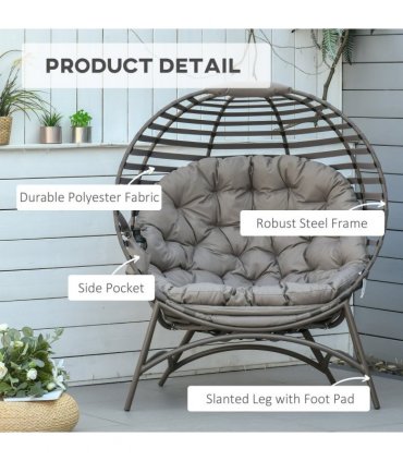 Steel Egg Chair Sand brown 118cm x 75cm x 139cm Single Seater Foldable Design