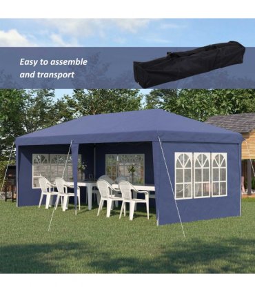 3 x 6m Heavy Duty Gazebo Marquee Party Tent with Storage Bag Blue