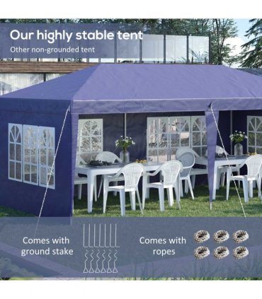 3 x 6m Heavy Duty Gazebo Marquee Party Tent with Storage Bag Blue