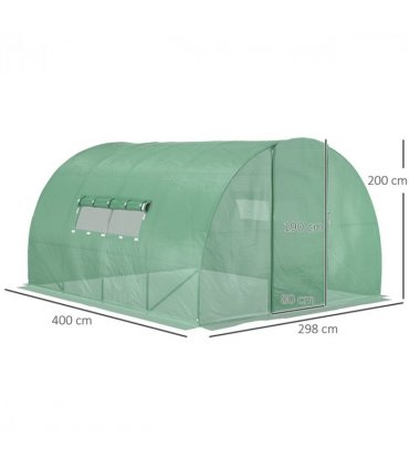 4 x 3M Walk-in Garden Polytunnel Greenhouse Galvanised Steel W/ Door